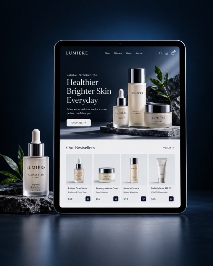 Ecommerce storefront on a tablet